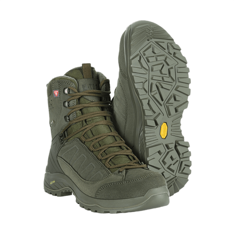 M-Tac Tactical talvikenkiä kestävästä mokasta, Vibram-pohja ja Primaloft-eristys, sopii kylmiin ja vaativiin oloihin.