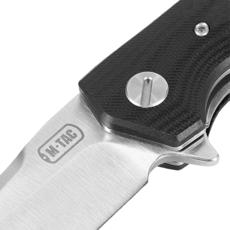 M-Tac Outdoor & Militær taittoveitsi - Type 6, kromattu ruostumaton terä ja mustat G10-komposiittikahvapinnat, sopii EDC-käyttöön.