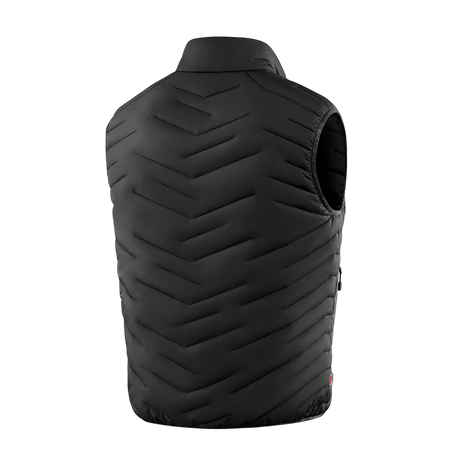 M-Tac Vytyaz Primaloft Vest i sort, bagsidevisning, viser slidstærkt mærkning og vatteringsdetaljer for optimal isolering.