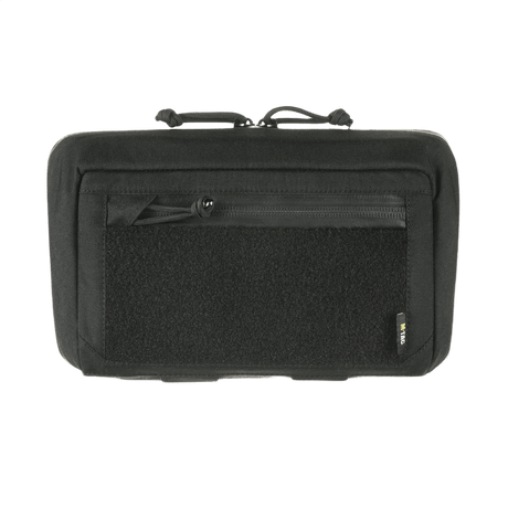M-Tac Admin Pouch Large Elite Gen.II musta laukku Velcro-paneelilla ja AquaGuard-vetoketjulla, valmistettu Cordura 500D:stä säilytystä varten.