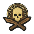 M-Tac Patch No Knife – No Life 3D PVC taktinen moraalimerkki kallo ja veitset, sopii univormuun tai varusteisiin, 50 x 50 mm, kumia, Velcro
