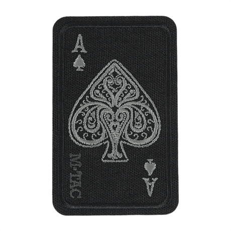 M-Tac Patch Ace Of Spades (broderi) – Cordura 500D, Velcro‑kiinnitys, sopii vaatteisiin ja taktiseen varustukseen, koko 5 x 8 cm.