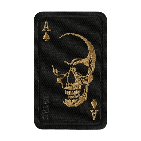 M-Tac Patch Face of War (Broderi) kalloaihe innoittamana 'card of death', kirjailtu Cordura 500D:hen mustana ja kultaisena.