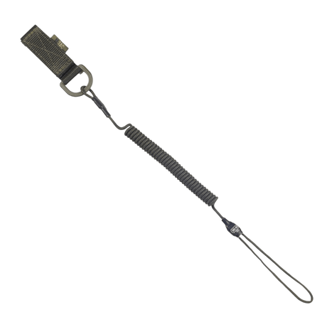 M-Tac Safety Cord Medium Kombineret D-ringillä aseiden ja esineiden suojaamiseen MOLLE-järjestelmässä, ilman karabiinihakoja.