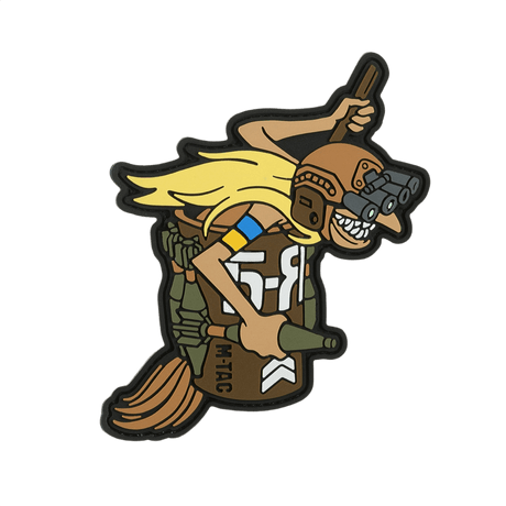 M‑Tac Patch Baba-Yaga Vertical PVC-tarra yökameralla ja kranaateilla, innoittajana ukrainalaiset UAV-operaattorit, 9x13,5 cm, realistinen 3D-muotoilu.