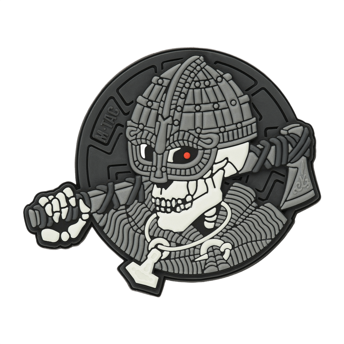 M-Tac Patch Undead Viking 3D PVC i 3D PVC med velcro fastgørelse, diameter 50 mm. Perfekt til uniformer, tasker eller taktisk udstyr.