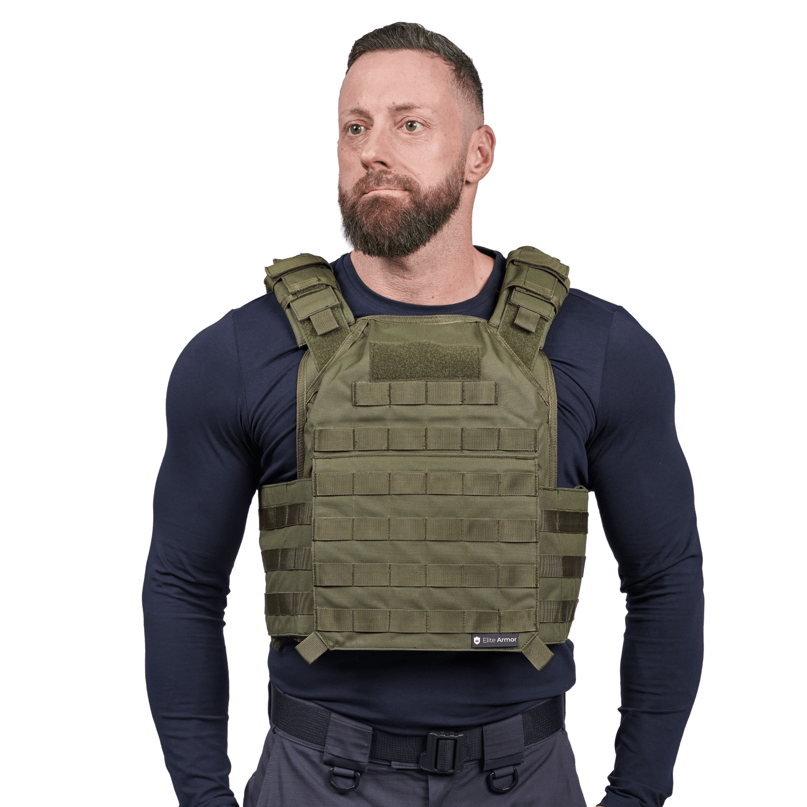 EA Plate Carrier Grøn i galleri position 1 med modulært bæresystem, NIJ-certificeret stik- og skudsikker vest i slidstærkt materiale.