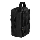 Sort M-Tac Medical Pouch Rip Off vises med stærk lynlås og MOLLE kompatibelt design til nem adgang til førstehjælpsudstyr.