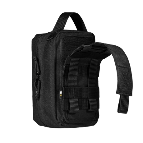 Sort M-Tac Medical Pouch Rip Off med MOLLE Velcro-paneler, designet til opbevaring af førstehjælpskit, med robust lynlås.