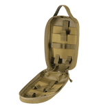 M-Tac Medical Pouch Rip Off i åben position, viser det indre design med robuste lynlåse og MOLLE Velcro-paneler til sikker opbevaring.