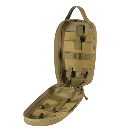 M-Tac Medical Pouch Rip Off i åben position, viser det indre design med robuste lynlåse og MOLLE Velcro-paneler til sikker opbevaring.