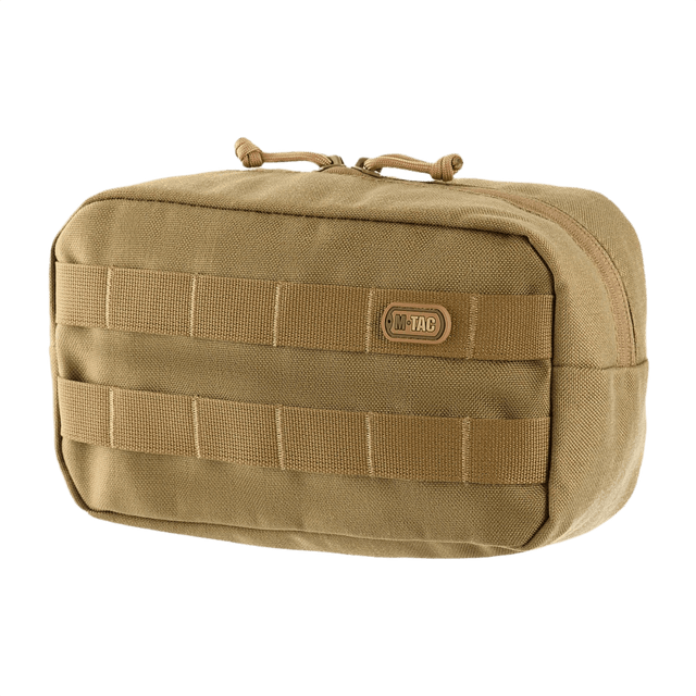 M-Tac Horisontal Utility Taske i slidstærkt Cordura 1000D med MOLLE-montering og lynlåse, ideel til friluftsliv og medicinsk udstyr.