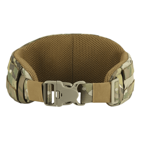 M-Tac War Belt ARMOR i camouflagemønster med MIL-SPEC MOLLE-webbing, designet til taktisk brug og tilpasning til kampopgaver.