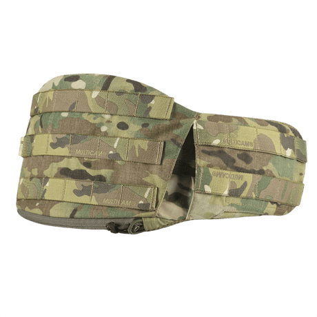 M-Tac War Belt ARMOR i camouflage mønster med MOLLE-webbing, taktisk bæltedesign til kampopgaver, fremstillet af slidstærk Cordura 500D.