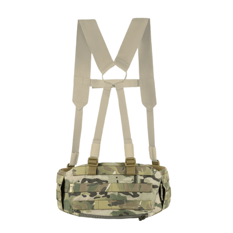 M-Tac War Belt ARMOR med camouflagedesign og MOLLE-webbing, ideelt til taktisk brug og tilpasning af udstyr.
