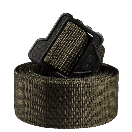 M-Tac Double Duty Taktisk Bælte Hex i sort, dobbeltsyet nylon, designet til taktisk brug og hverdag, med stærk metalklips.