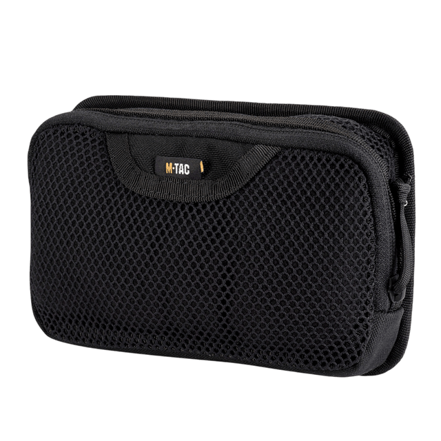 M-Tac Hook & Loop Utility Panel med lynlåslomme og netdesign til organisering i tasker, 19 x 13 cm, sort.