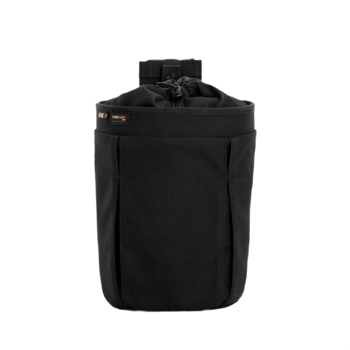 M-Tac Mag Drop Pouch Elite i sort med MOLLE-fastgørelser til sikker magasinudskiftning og hurtig tømning, set forfra.