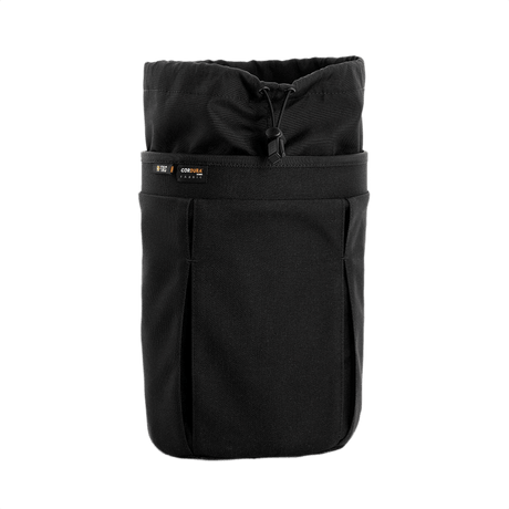 M-Tac Mag Drop Pouch Elite med MOLLE-montering, egnet til hurtig magasinudskiftning og sikring af udstyr, set forfra, sort design