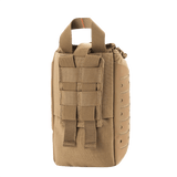 M-Tac Medical Pouch Elite Rip Off taktisk førstehjælpstaske i brun med hurtig åbning design og elastiske stropper til kritiske situationer.