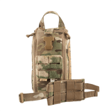 M-Tac Medical Pouch Elite Rip Off i camouflage design med pænt organiseret indhold, ideel til hurtig adgang i nødsituationer.