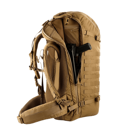 M-Tac Rygsæk Gen.II Elite Large med våbenrum samt ergonomisk design og Cordura 330D materiale, vises åben og klar til brug.