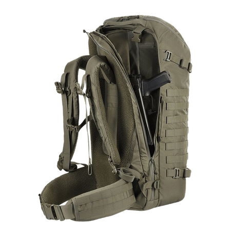 M-Tac Rygsæk Gen.II Elite Large i grøn med våbenrum og ergonomisk design, fremstillet af slidstærk Cordura materiale.