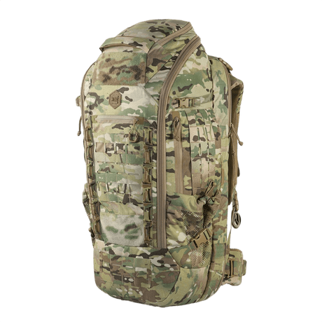 M-Tac Rygsæk Large Gen.IV Elite i camouflagemønster til udendørs eventyr og transport af udstyr og våben, lavet af holdbart Cordura materiale.