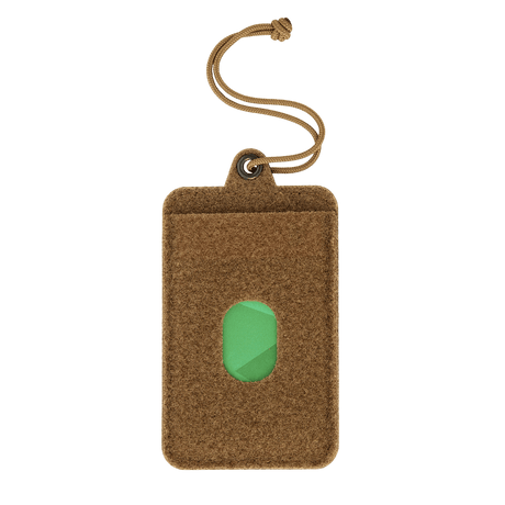 M-Tac Badge Holder – ID-kort og patch med velcro og paracord til ophæng, velegnet til ID- og nøglekort. Taktisk design i brun farve.