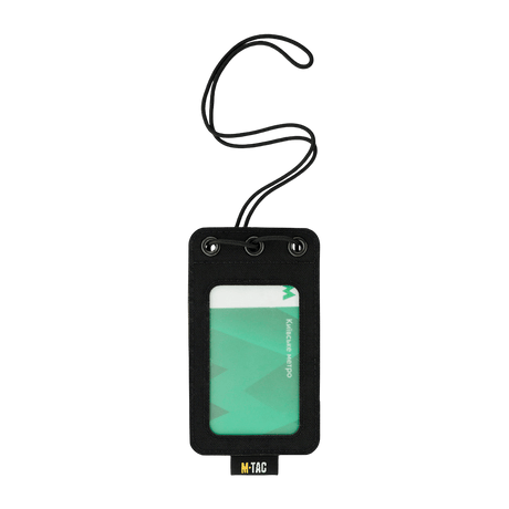 M-Tac Taktisk ID-kortholder med Snøre, robust Cordura, velcro-fæstning, transparent vindue, militær og politibrug.