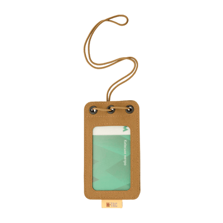 M-Tac Taktisk ID-kortholder med Snøre i robust Cordura med transparent panel, velegnet til militær og politi.