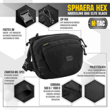 M-Tac Sphaera Hex Hardsling Bag i sort med modulært system og skjult våbenrum, lavet af Cordura/Hex polyester, med lynlåse og fastex fittings.