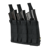 M‑Tac Elastisk Triple Magazine Pouch Elite i sort med plads til tre AK/AR-magasiner, fremstillet af robust Cordura 500D med MOLLE Laser Cut. Kompakt design.
