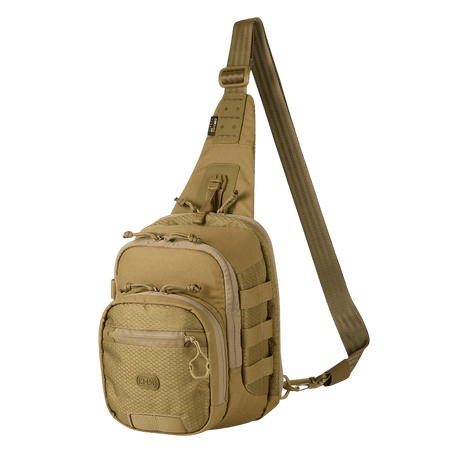 M‑Tac Cross Bag Elite Hex i Cordura 500, praktisk sling pack til daglig brug og taktisk udstyr, volumen 5 liter, beige farve.