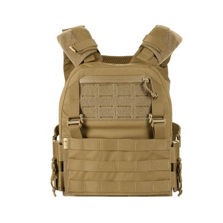 M‑Tac Plate Carrier Cuirass QRS Gen.II med quick-release system, ergonomisk design i tan farve.