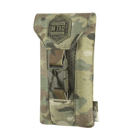 M-Tac Smartphone Lomme Elite Large Hex i camouflage-design til sikker opbevaring, lavet af slidstærkt CORDURA HEX-materiale med magnetisk spænde.