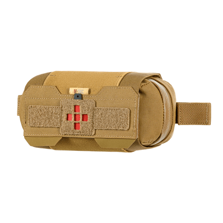 M-Tac Horizontal Medical Pouch Elite, holdbar feltkit til førstehjælp, Cordura 500D, YKK AquaGuard lynlås, forside med velcrolukning.