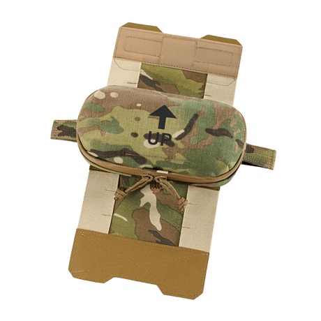 M‑Tac Horizontal Medical Pouch Elite i camouflage, holdbar taske med YKK AquaGuard lynlås og indre organizer til førstehjælp.