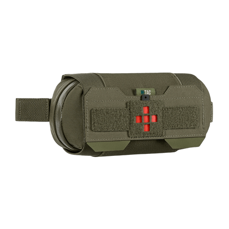 M‑Tac Horizontal Medical Pouch Elite i holdbart Cordura 500D med YKK AquaGuard lynlås og indre organizer til IFAK, set fra siden.