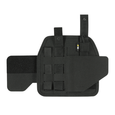 M-Tac Universal Taktisk Hylster Elite Venstre i sort Cordura 500D, justerbart design, MOLLE kompatibelt, sikringsstrop fra YKK