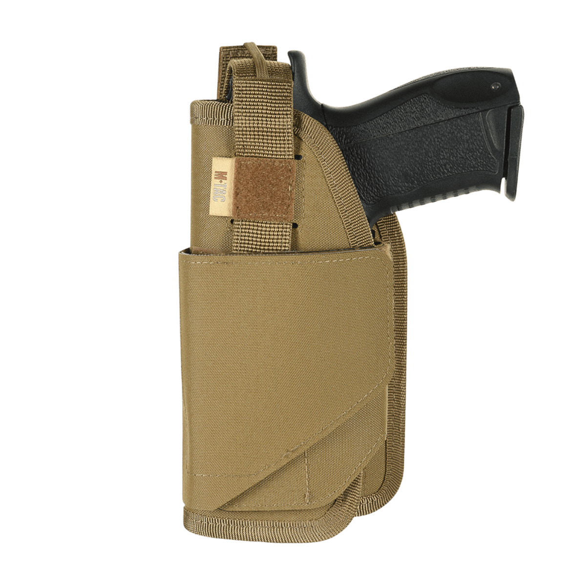 M-Tac Universal Taktisk Hylster Elite Venstre fremstillet af Cordura 500D med justerbar strop og Velcro-lås, passer til de fleste pistoler.