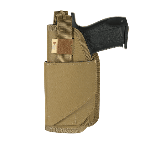 M-Tac Universal Taktisk Hylster Elite Venstre fremstillet af Cordura 500D med justerbar strop og Velcro-lås, passer til de fleste pistoler.