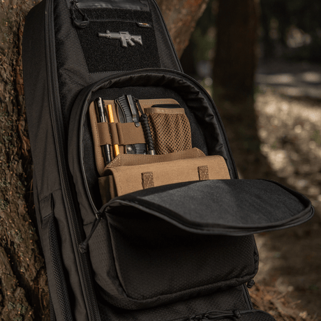 M‑Tac Gun Backpack Case 105 cm Elite Hex i skov, åben med rum tilbehør
