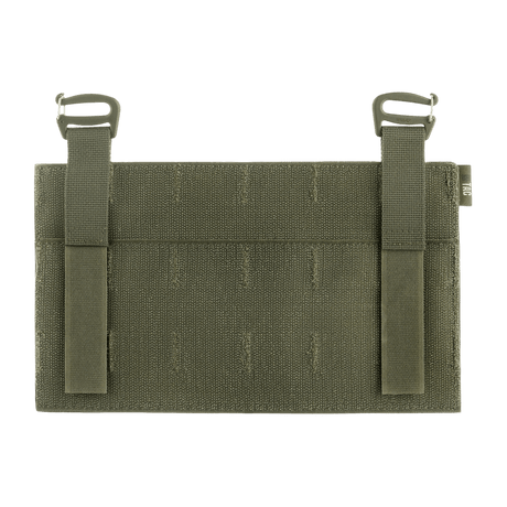 M‑Tac Front Panel til Cuirass QRS i Cordura 500D med MOLLE stropper og Woojin hardware, ideel til militær brug og opbevaring af magasiner.