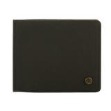 M‑Tac Pung Slim Elite - kompakt sort pung med messingnitte, ideel til kort og kontanter, lavet af holdbart polymerkomposit materiale.