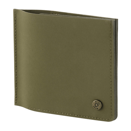 M‑Tac Pung Slim Elite, kompakt grøn pung med messingnitte, ideel til kort og kontanter, lavet af slidstærkt moderne polymerkomposit.