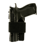 M-Tac Hylster-Insert Light tilpasningsdygtig pistolholder med justerbar velcrostrop på sort skydevåben til taktiske opgaver.