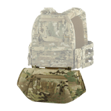 Taktisk kamufleret vest og bæltetaske i militærstil til outdoor brug.