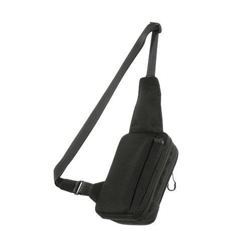 M-Tac Sling Pistoltaske Elite Hex i sort, lavet af slidstærk Cordura 1000D og Cordura Hex, med justerbar skulderrem og rummelige rum.
