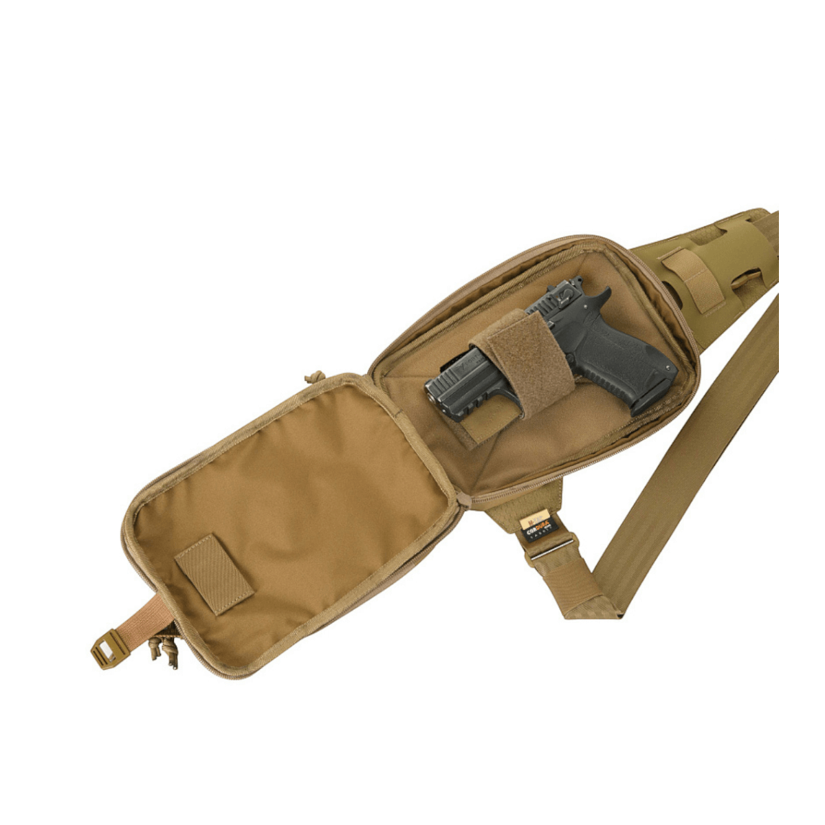 M-Tac Sling Pistoltaske Elite Hex med pistol, justerbar rem og rummelige rum til sikker transport